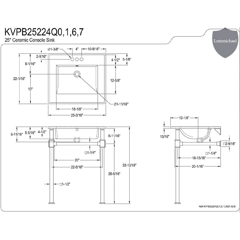 Menggutong Ceramic Rectangular Console Bathroom Sink with Overflow